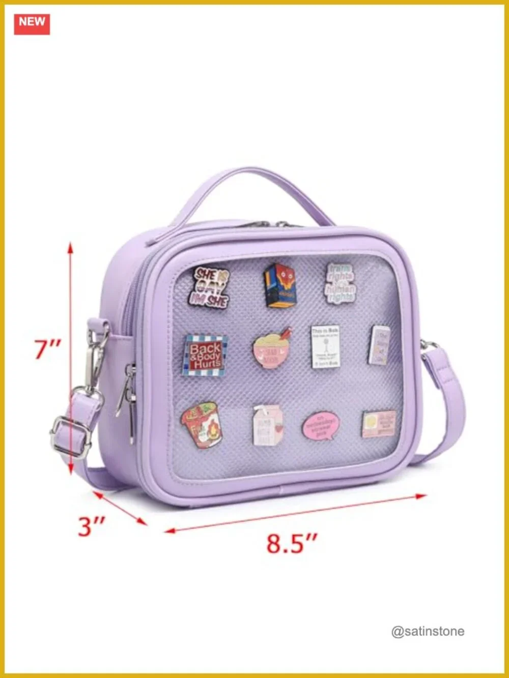 ITA Bag Crossbody Messenger Bag with Clear Window for Pins and Badges